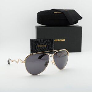 Roberto Cavalli SRC090M 0300 Aviator Sunglasses - Gold/Grey